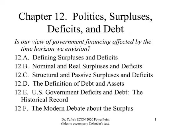 Chapter 12. Politics, Surpluses, Deficits, and Debt