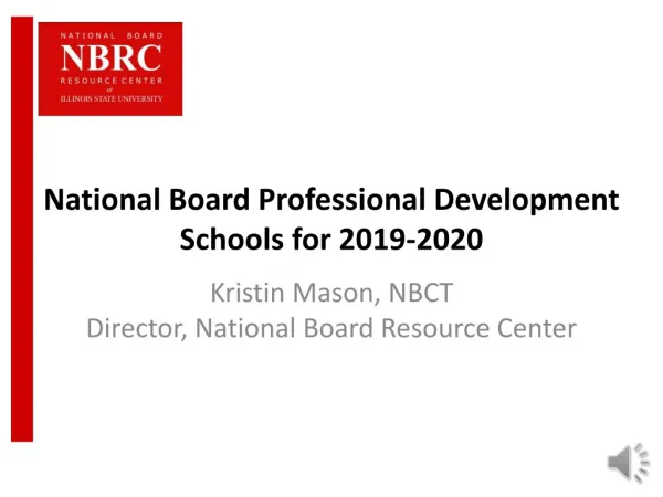 National Board Professional Development Schools for 2019-2020