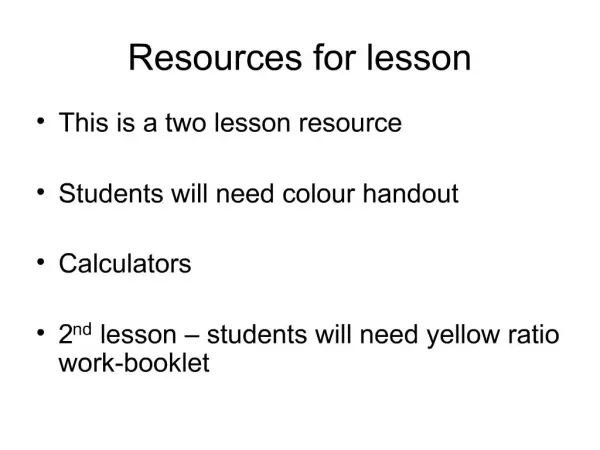 Resources for lesson