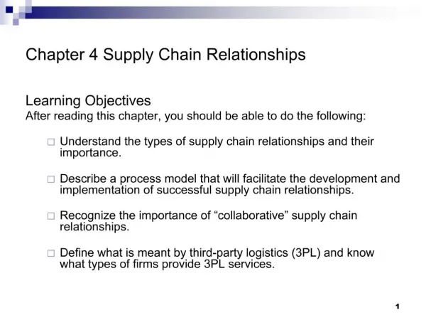 Chapter 4 Supply Chain Relationships