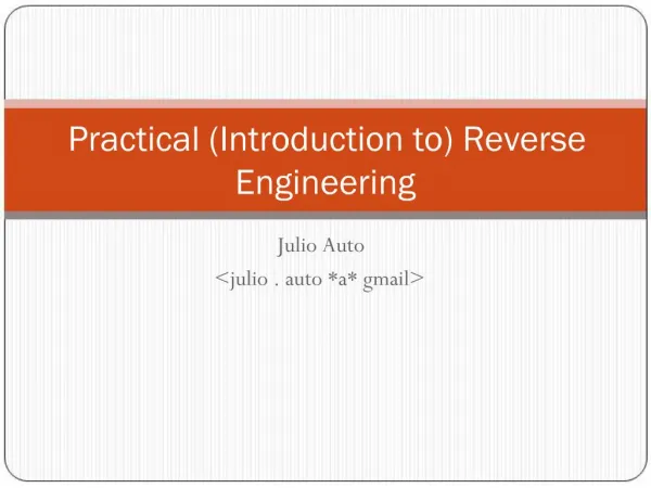 Practical Introduction to Reverse Engineering