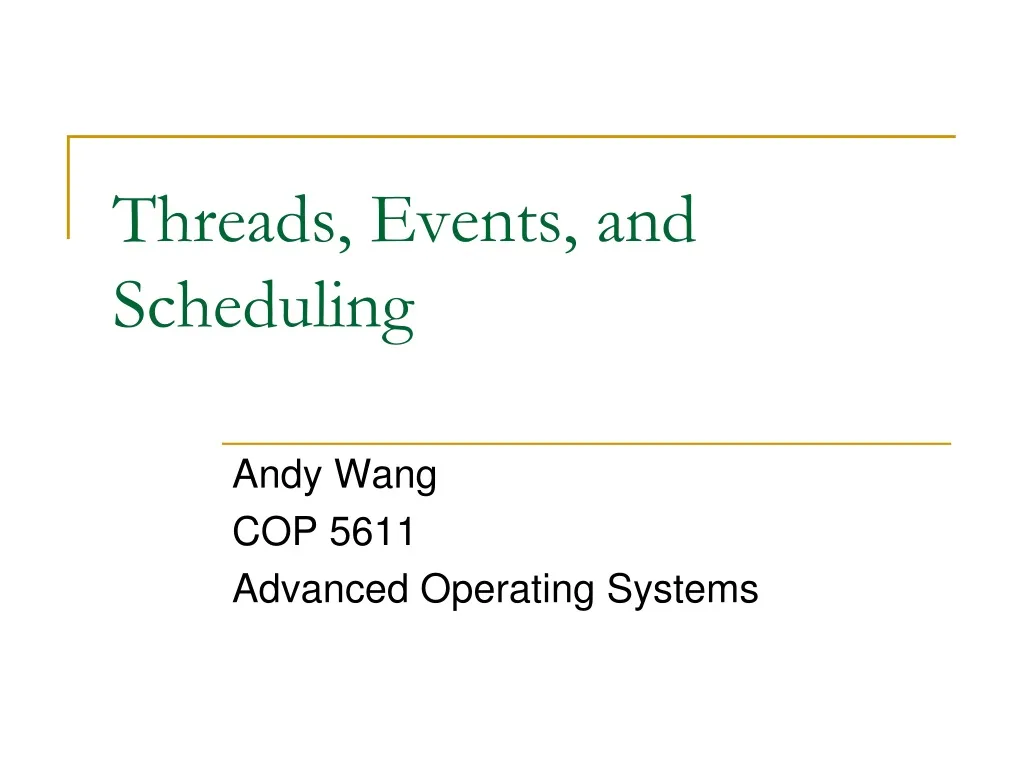 threads events and scheduling