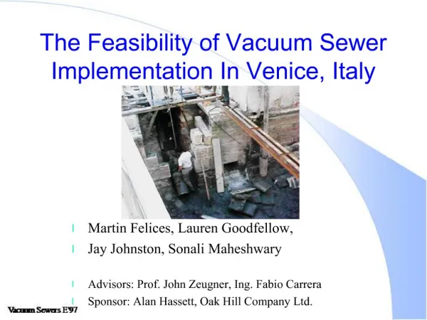 The Feasibility of Vacuum Sewer Implementation In Venice, Italy