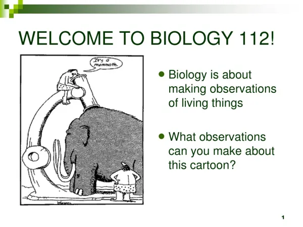 WELCOME TO BIOLOGY 112!