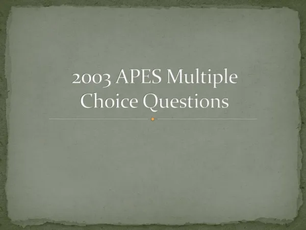 2003 APES Multiple Choice Questions