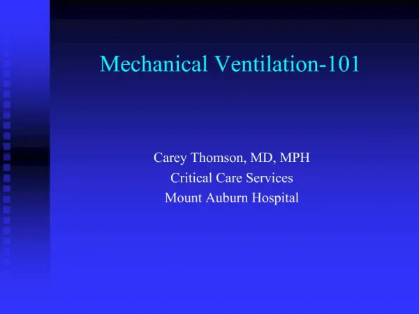 Mechanical Ventilation-101