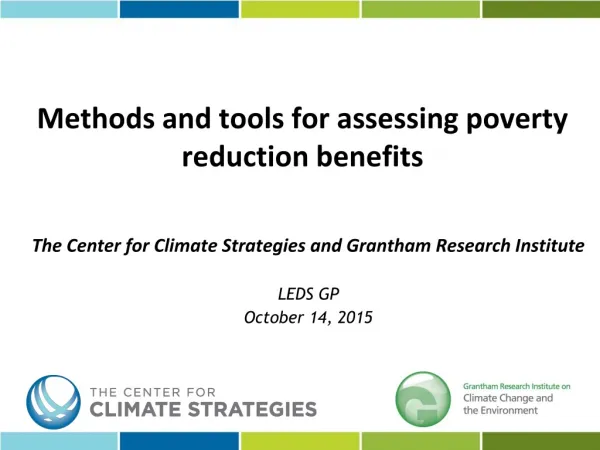 Methods and tools for assessing poverty reduction benefits