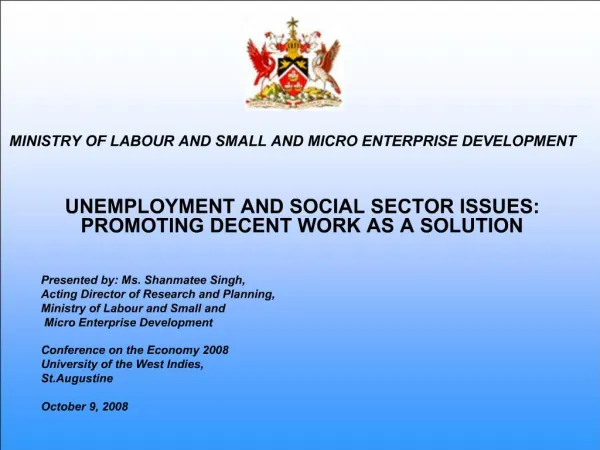 MINISTRY OF LABOUR AND SMALL AND MICRO ENTERPRISE DEVELOPMENT
