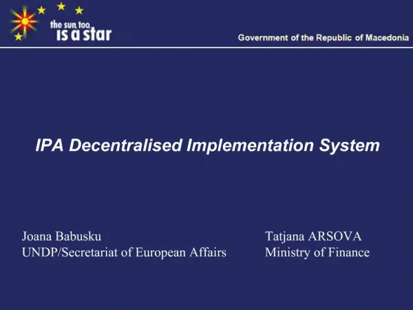 IPA Decentralised Implementation System