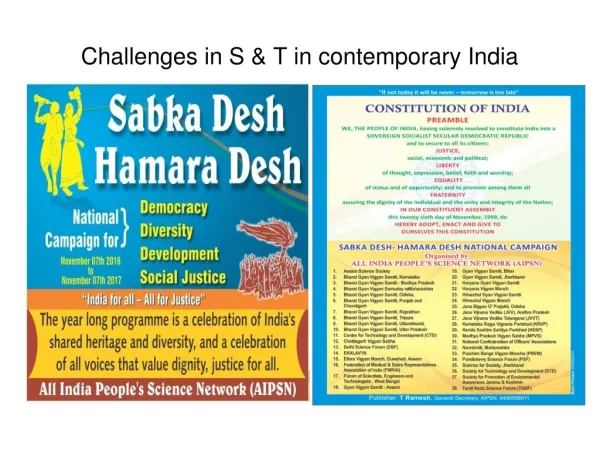 Challenges in S &amp; T in contemporary India