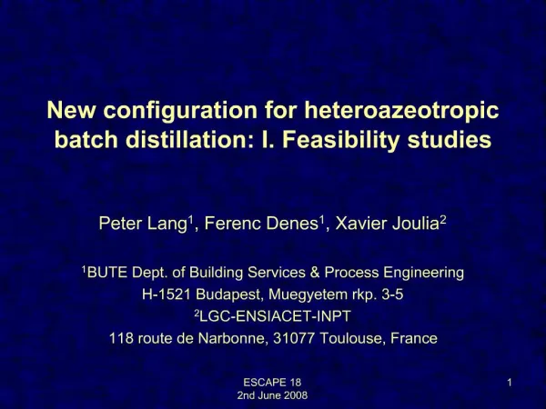 New configuration for heteroazeotropic batch distillation: I. Feasibility studies