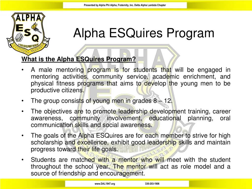 alpha esquires program