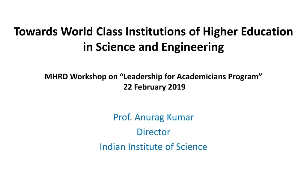 prof anurag kumar director indian institute of science