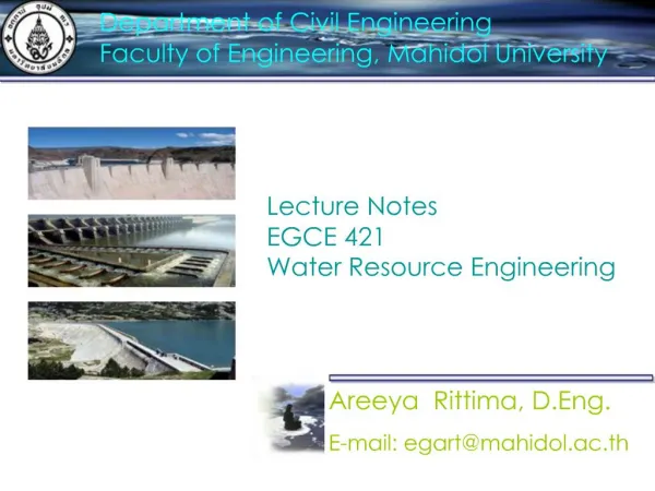 Lecture Notes EGCE 421 Water Resource Engineering