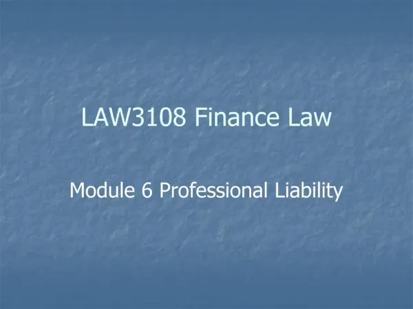 LAW3108 Finance Law