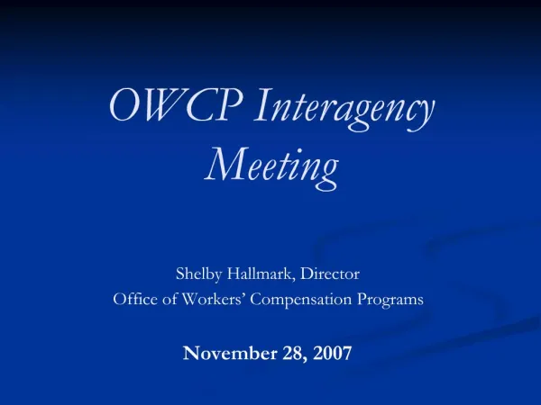 OWCP Interagency Meeting