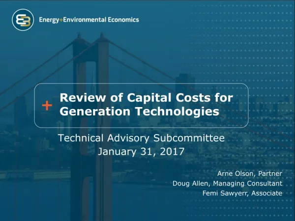 Review of Capital Costs for Generation Technologies