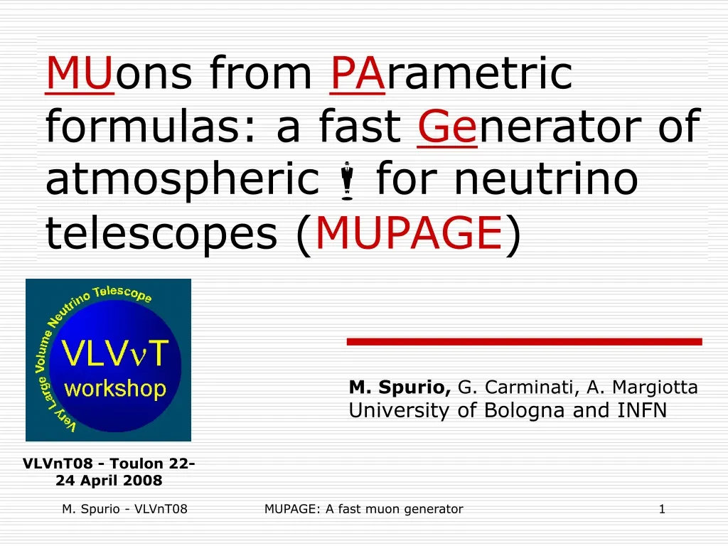 mu ons from pa rametric formulas a fast ge nerator of atmospheric m for neutrino telescopes mupage