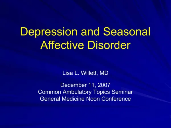 Depression and Seasonal Affective Disorder