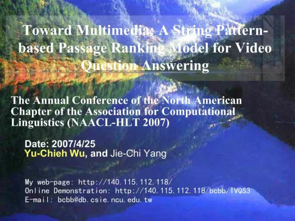 Toward Multimedia: A String Pattern-based Passage Ranking Model for Video Question Answering