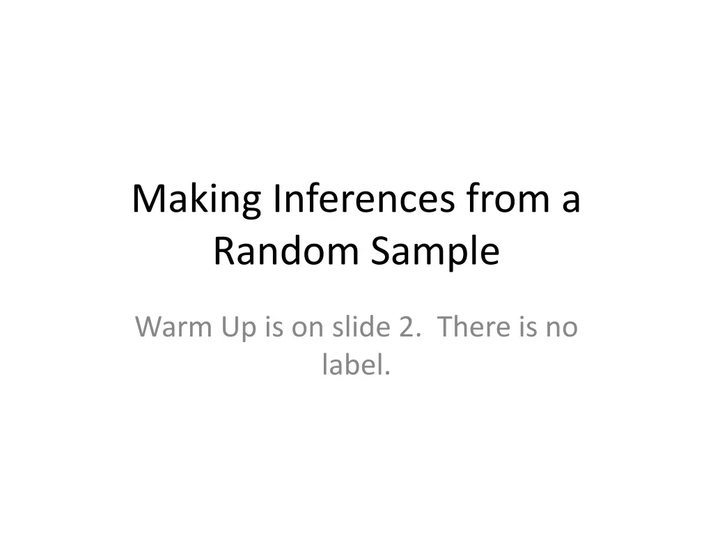 making inferences from a random sample