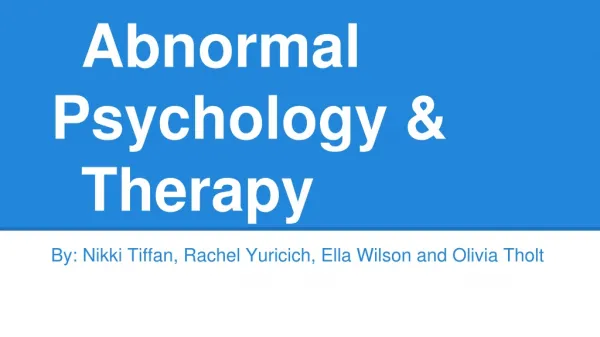 Abnormal Psychology &amp; Therapy