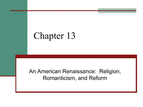An American Renaissance: Religion, Romanticism, and Reform