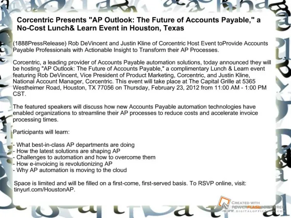 Corcentric Presents "AP Outlook: The Future of Accounts Paya