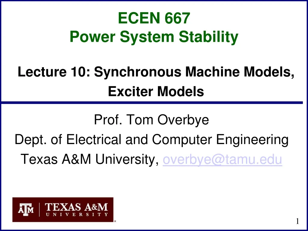 ecen 667 power system stability