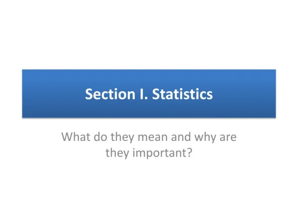 Section I. Statistics