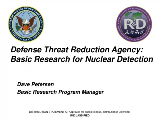 Defense Threat Reduction Agency: Basic Research for Nuclear Detection - slide 1