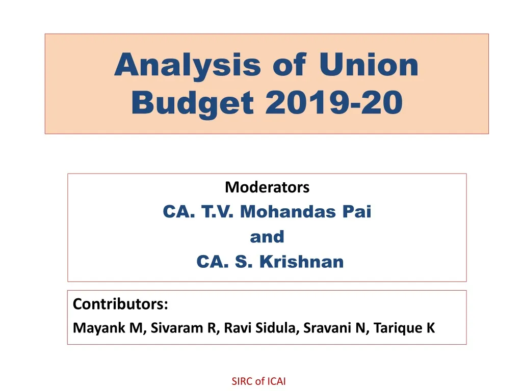 analysis of union budget 2019 20