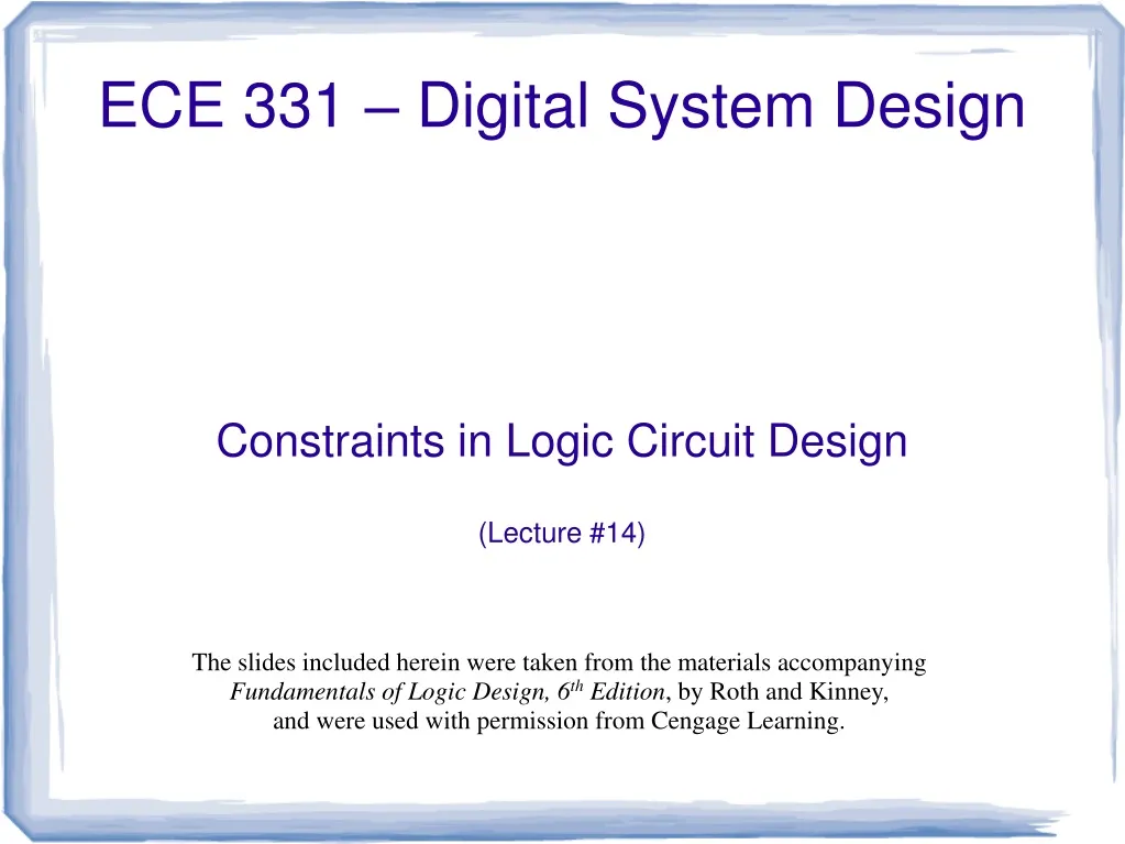 constraints in logic circuit design lecture 14