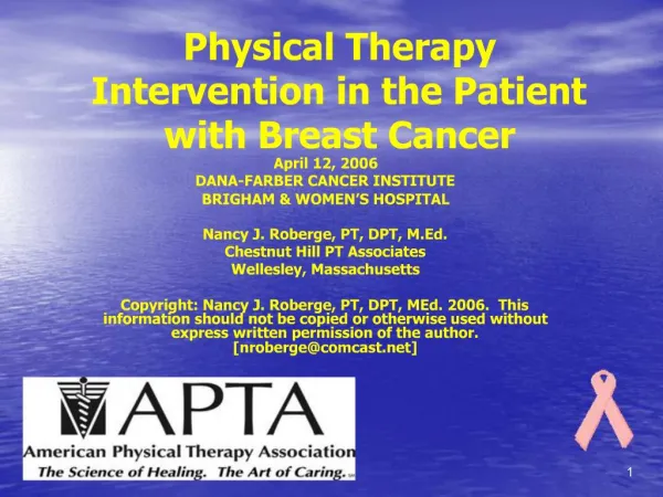 Physical Therapy Intervention in the Patient with Breast Cancer