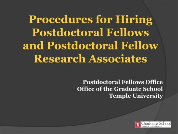 Procedures for Hiring Postdoctoral Fellows and Postdoctoral Fellow Research Associates