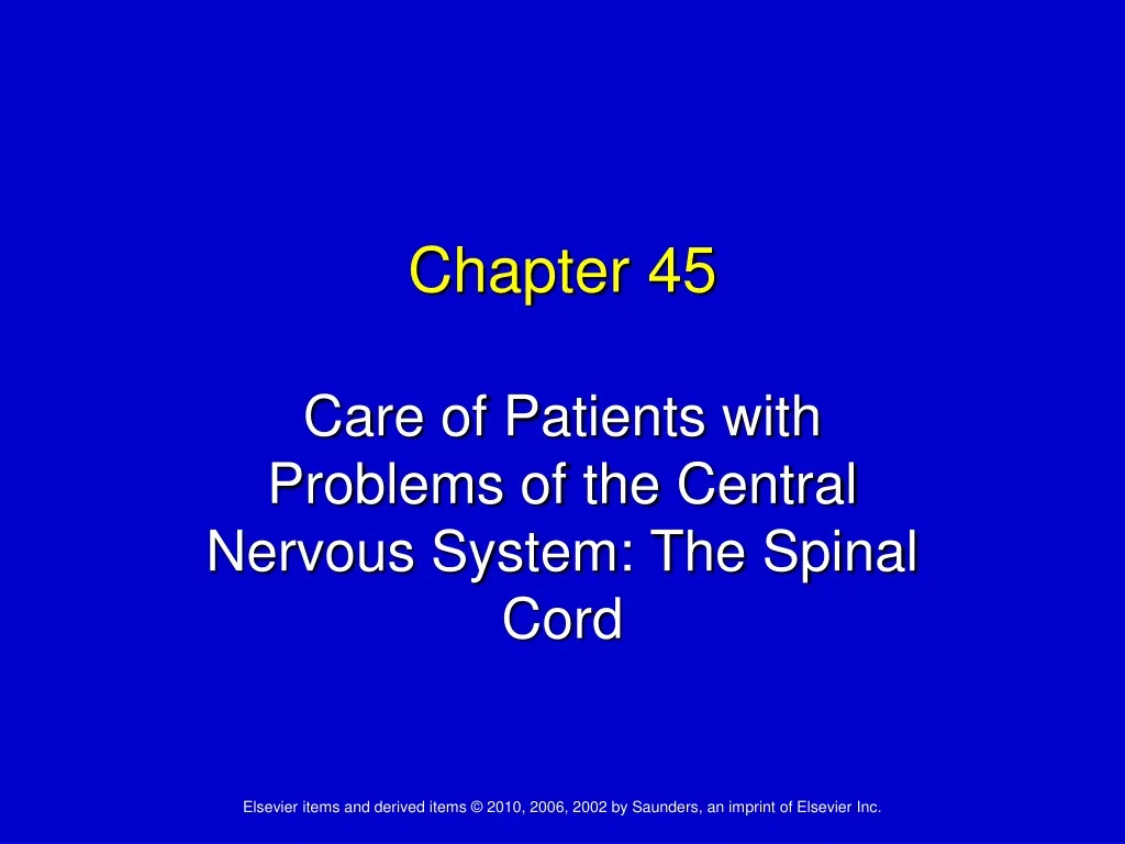 care of patients with problems of the central nervous system the spinal cord