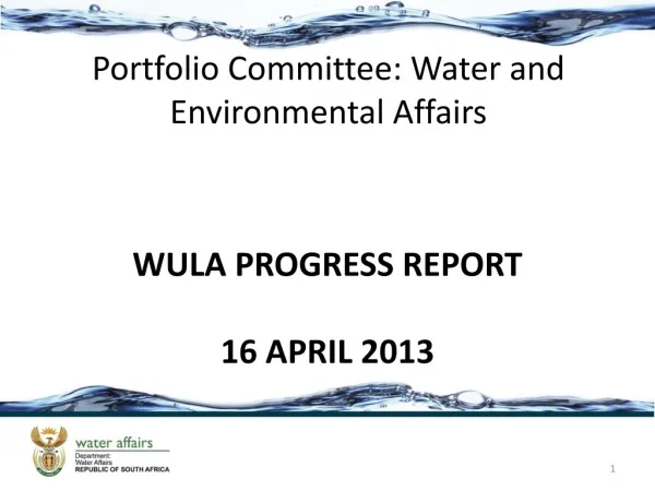Portfolio Committee: Water and Environmental Affairs