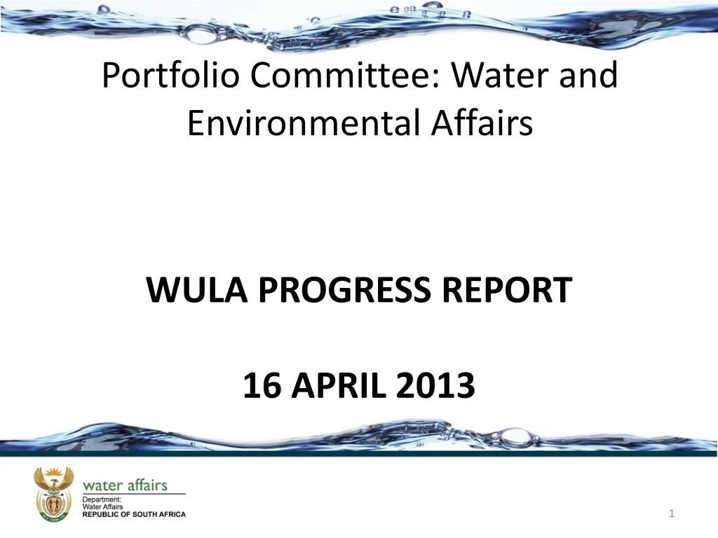 portfolio committee water and environmental affairs