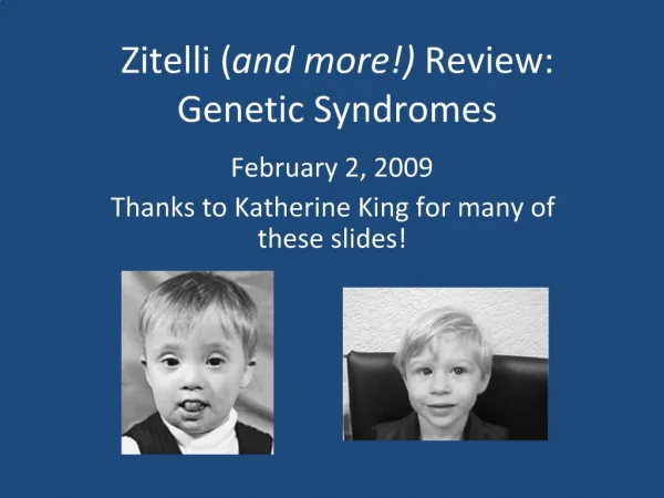 Zitelli and more Review: Genetic Syndromes