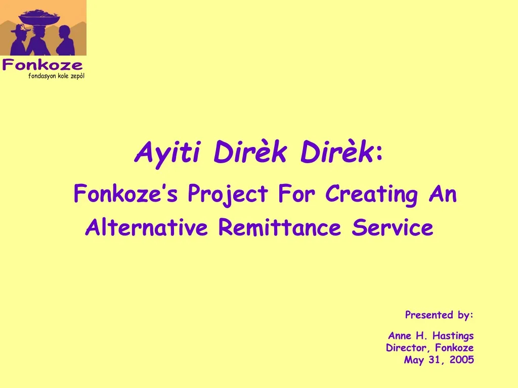 ayiti dir k dir k fonkoze s project for creating an alternative remittance service