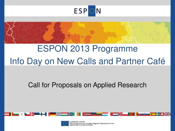 ESPON 2013 Programme Info Day on New Calls and Partner Café