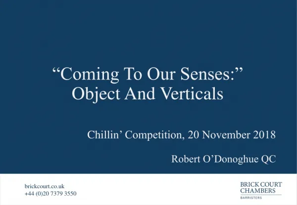 “Coming To Our Senses:” Object And Verticals