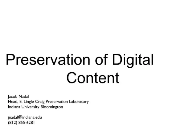 Preservation of Digital Content