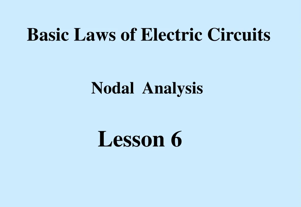 basic laws of electric circuits