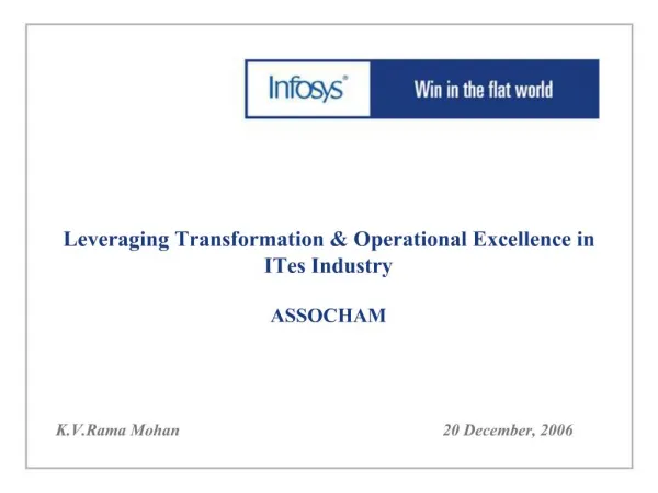 Leveraging Transformation Operational Excellence in ITes Industry ASSOCHAM