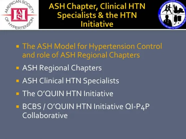 ASH Chapter, Clinical HTN Specialists the HTN Initiative