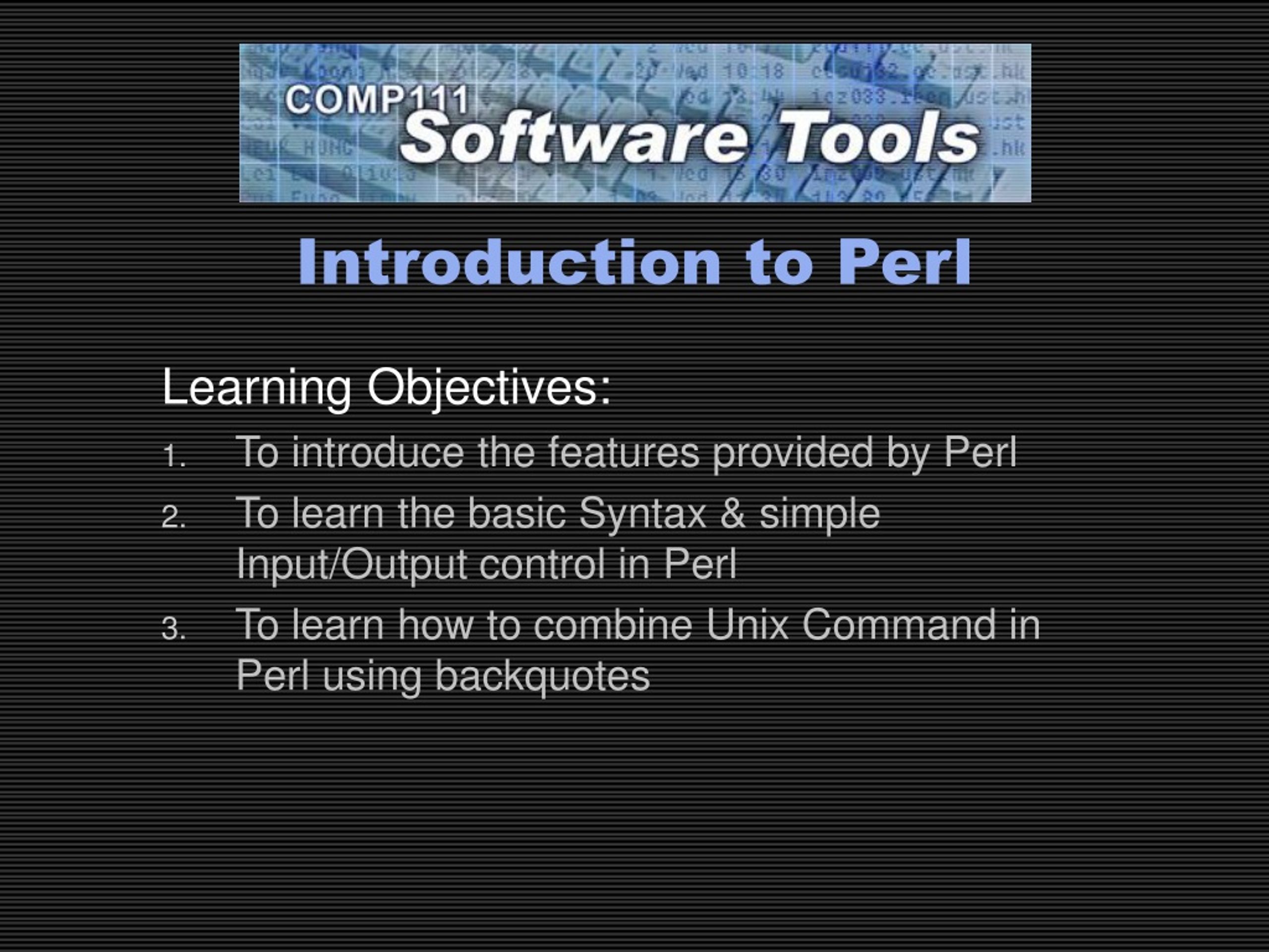 PPT - Introduction to Perl PowerPoint Presentation, free download - ID ...