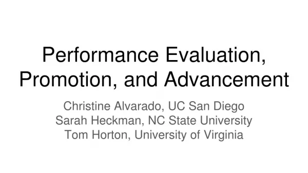 Performance Evaluation, Promotion, and Advancement