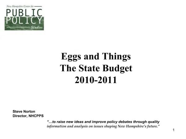 Eggs and Things The State Budget 2010-2011