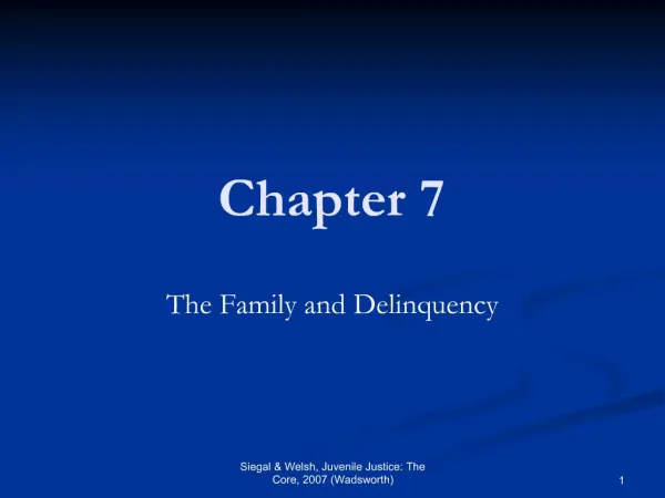 The Family and Delinquency